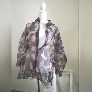 NWt Nordstrom DR2 🌷Floral Sheer-Organza Blouse~ Size: S